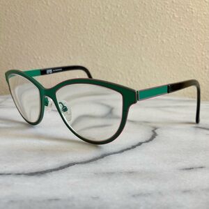 ROGER FINETOON 8 COL.3 Green/Pink Cat Eye Metal Eyeglass Frames 51/18-140mm